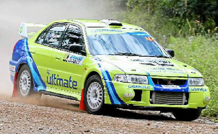 Michael Clarke goes for broke yesterday at the International Rally of Queensland. Michael Clarke goes for broke yesterday at the International Rally of Queensland.